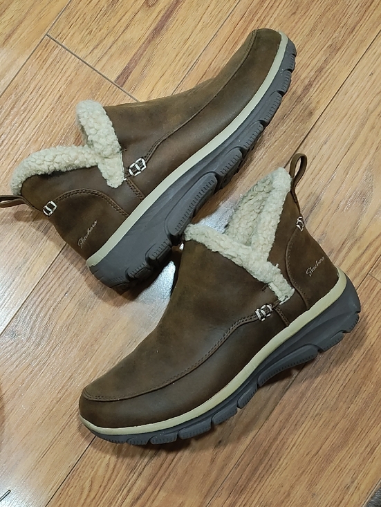Skechers Shoes - Skechers Women’s Brown Suede Sherpa-Lined Slip-On Boots